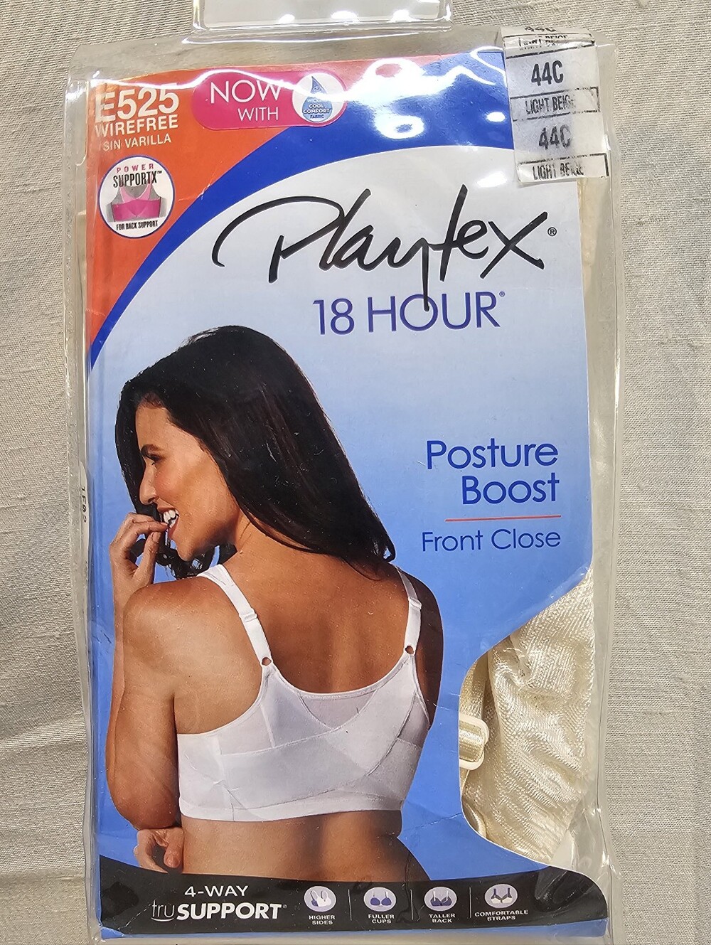 Playtex 18 Hour Posture Boost Front Close Bra in Light Beige Size 44C